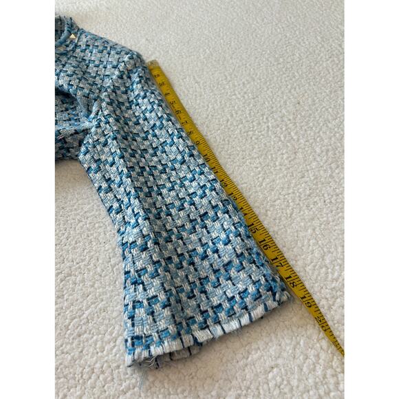 Vintage Boho Chic Blazer Women's Frayed Trim Blue Plaid Studded Short 10 Reg - Picture 5 of 10